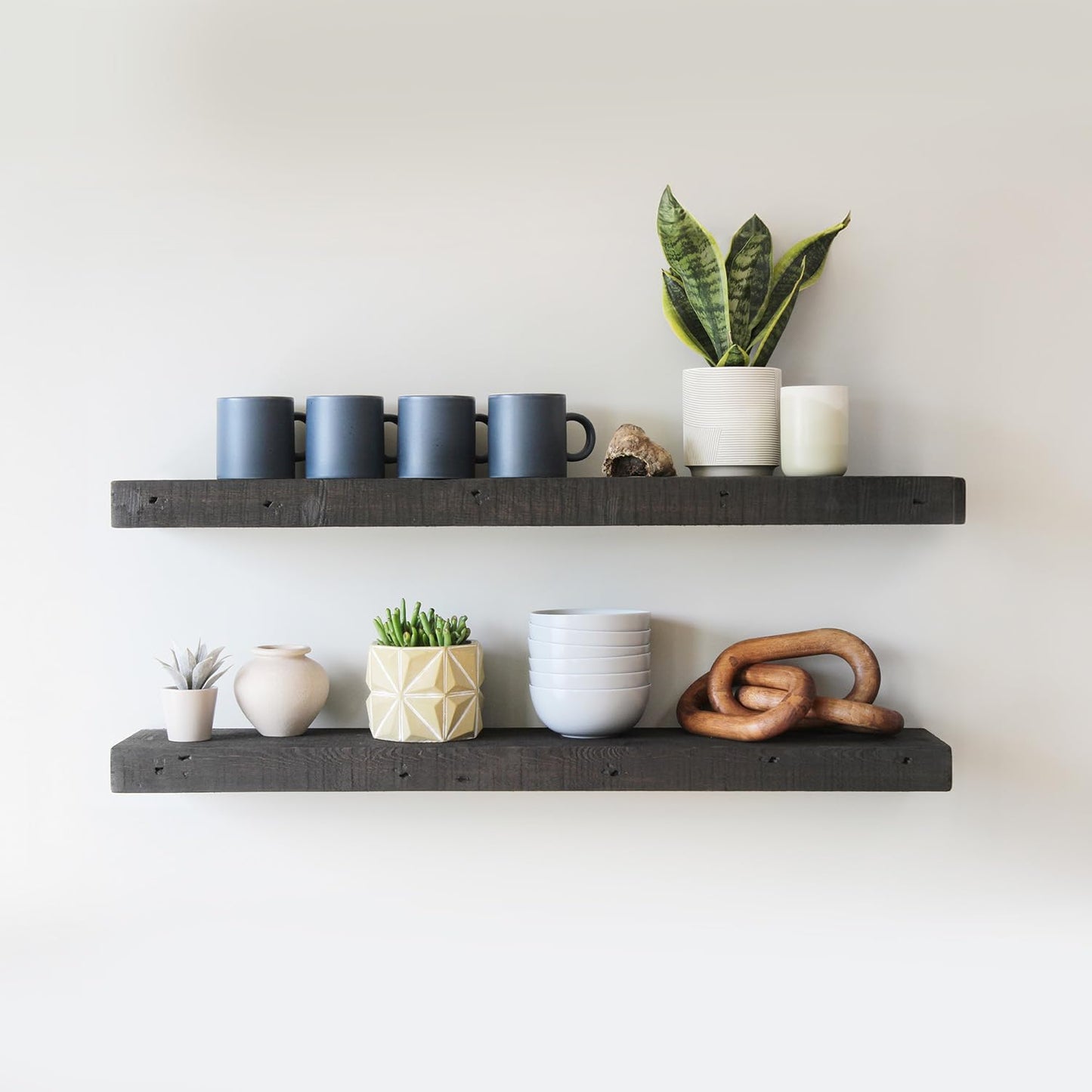 Urban Legacy Reclaimed Barnwood Planks | Floating Shelves for Wall W/Flush Mount Shelf Bracket Set Included | Set of 2 (Natural, 48" X 4.5" X 2")