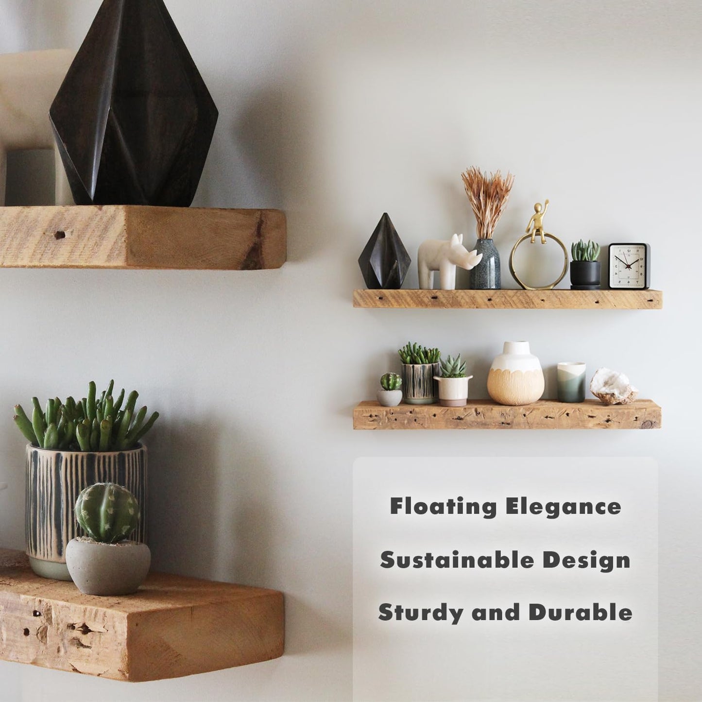 Urban Legacy Reclaimed Barnwood Planks | Floating Shelves for Wall W/Flush Mount Shelf Bracket Set Included | Set of 2 (Natural, 48" X 4.5" X 2")