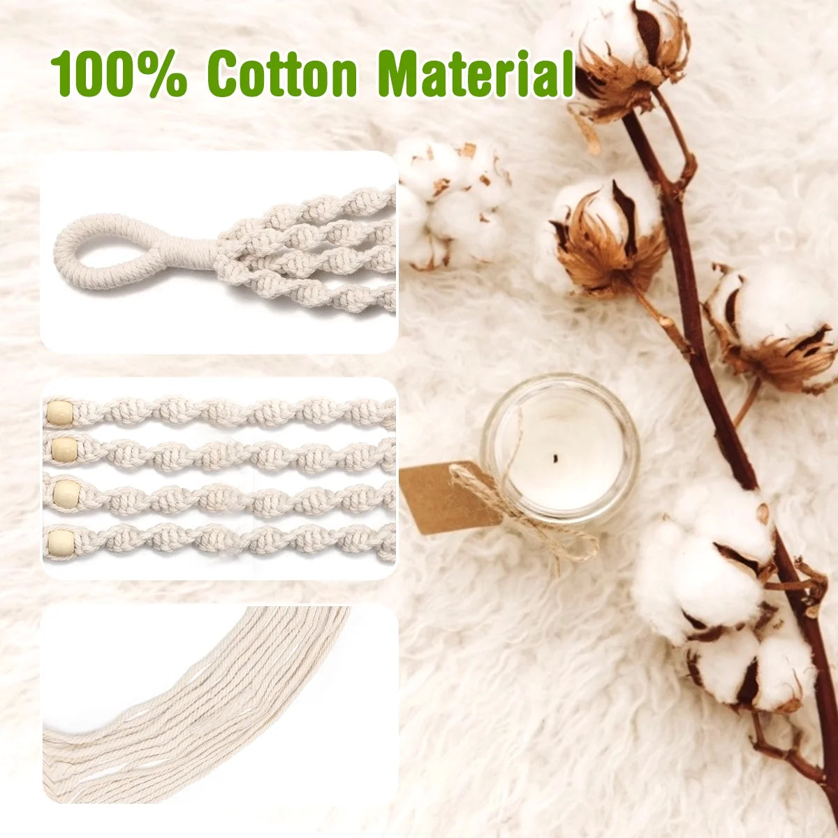 4 Pack Macrame Plant Hanger, 41" Indoor Outdoor Hanging Plant Basket Holder Hanging Planter Stand Flower Pots Home Decor with 4 Legs