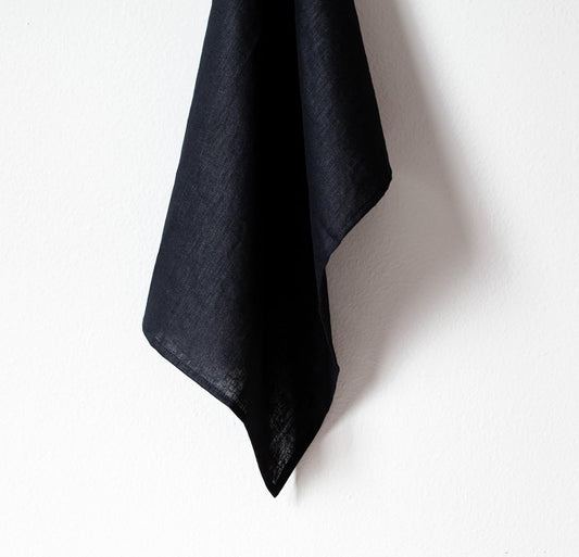 100% Pure Flax Linen Kitchen Towels-20X27 Inch-Stonewashed Flax Linen-Extra Soft Quick Dry for Tea Towels Dish Towels Hand Towels-Set of 2-Black