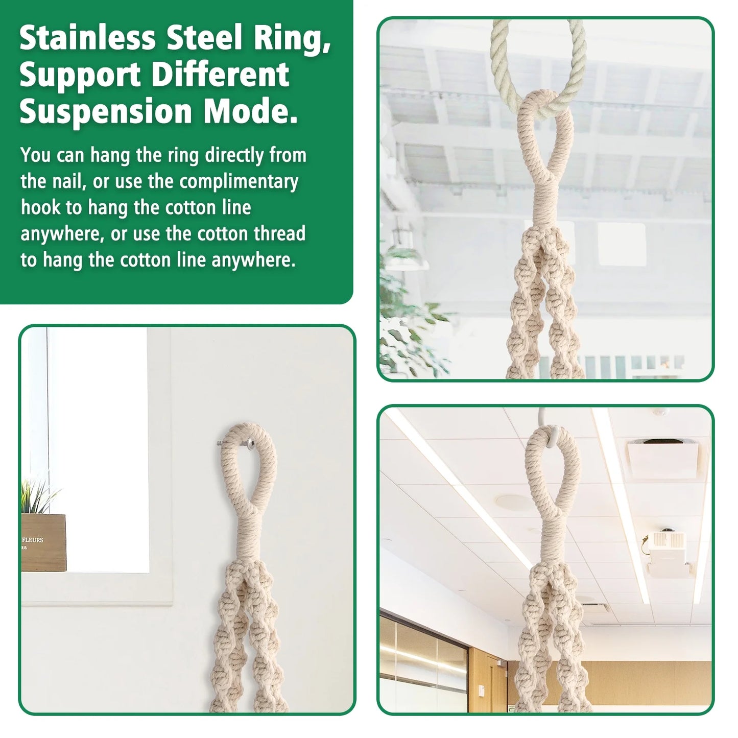 4 Pack Macrame Plant Hanger, 41" Indoor Outdoor Hanging Plant Basket Holder Hanging Planter Stand Flower Pots Home Decor with 4 Legs