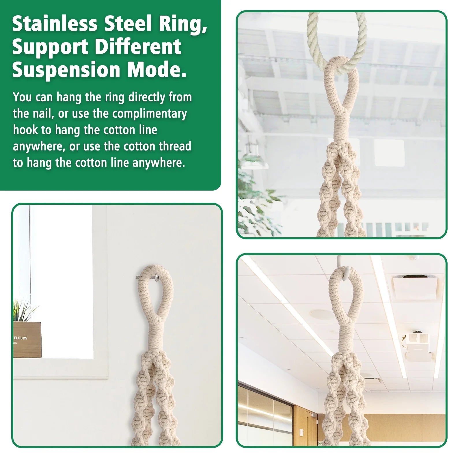 4 Pack Macrame Plant Hanger, 41" Indoor Outdoor Hanging Plant Basket Holder Hanging Planter Stand Flower Pots Home Decor with 4 Legs