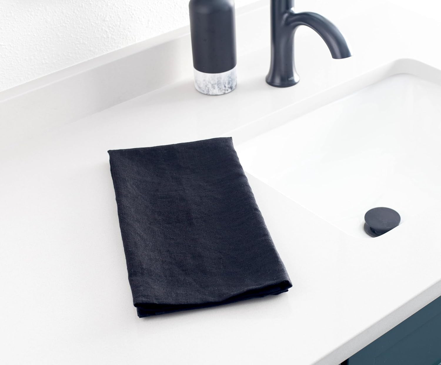 100% Pure Flax Linen Kitchen Towels-20X27 Inch-Stonewashed Flax Linen-Extra Soft Quick Dry for Tea Towels Dish Towels Hand Towels-Set of 2-Black