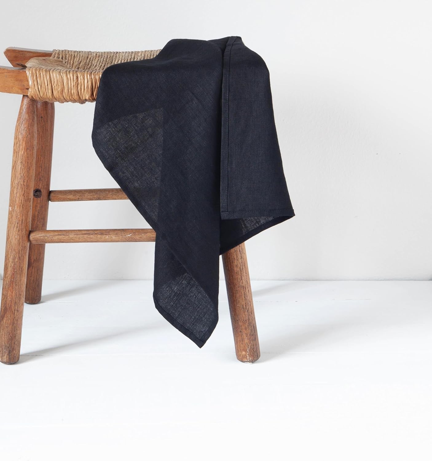 100% Pure Flax Linen Kitchen Towels-20X27 Inch-Stonewashed Flax Linen-Extra Soft Quick Dry for Tea Towels Dish Towels Hand Towels-Set of 2-Black