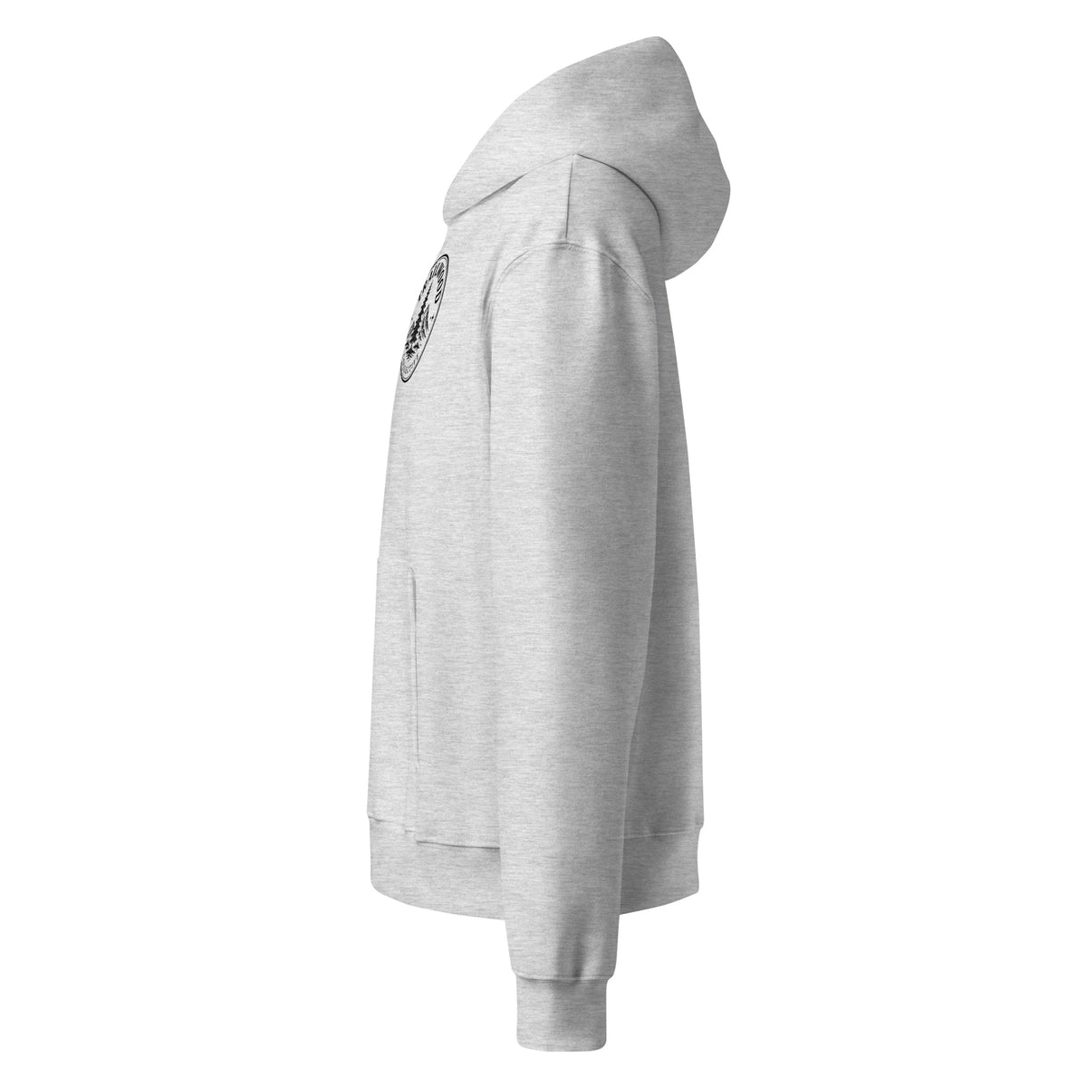 Redeemed oversized hoodie in Athletic Heather, left side view