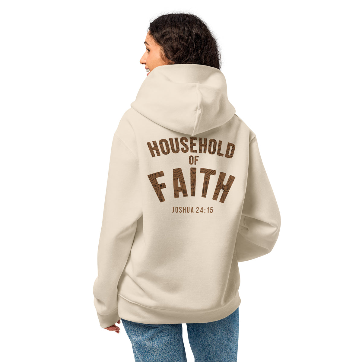 Household of Faith oversized hoodie in Dust, back view
